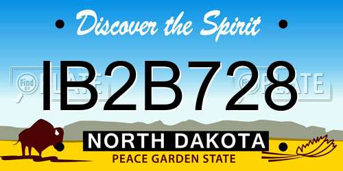 IB2B728 North Dakota License Plate