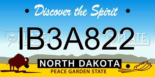 IB3A822 North Dakota License Plate