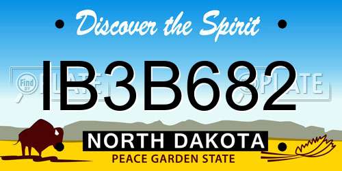 IB3B682 North Dakota License Plate