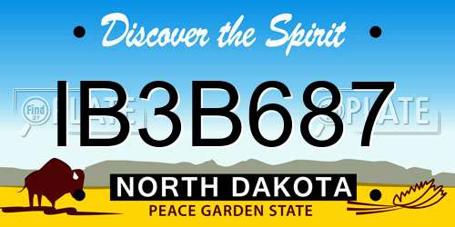 IB3B687 North Dakota License Plate