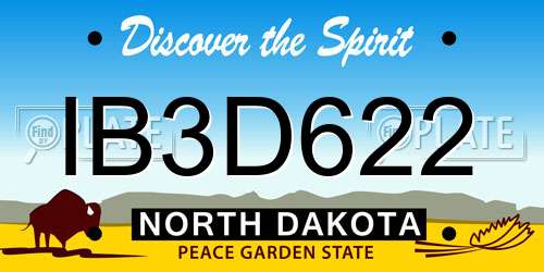 IB3D622 North Dakota License Plate