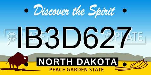 IB3D627 North Dakota License Plate