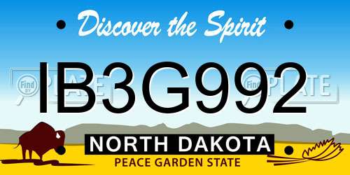 IB3G992 North Dakota License Plate