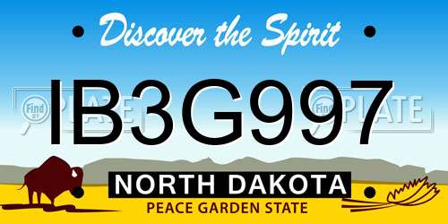 IB3G997 North Dakota License Plate