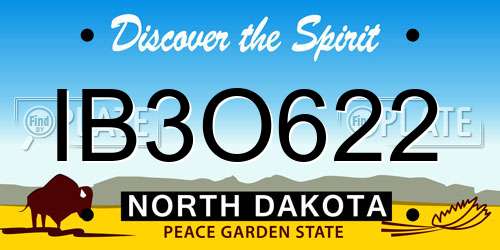 IB3O622 North Dakota License Plate