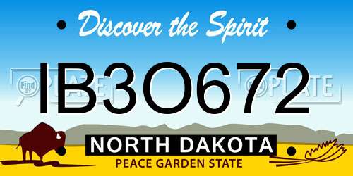 IB3O672 North Dakota License Plate