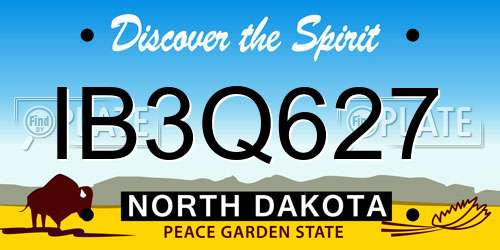 IB3Q627 North Dakota License Plate
