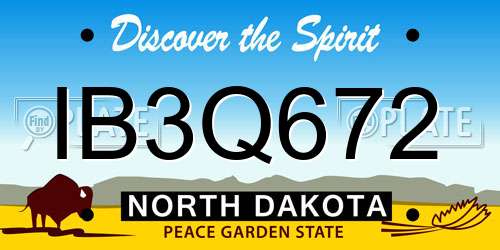 IB3Q672 North Dakota License Plate