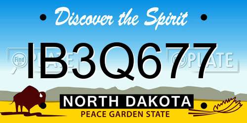 IB3Q677 North Dakota License Plate