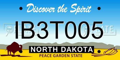 IB3T005 North Dakota License Plate