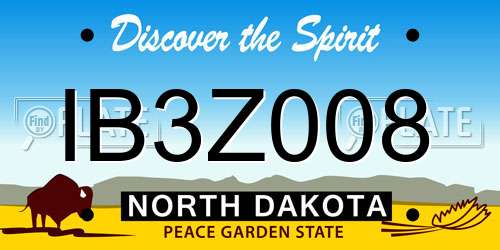 IB3Z008 North Dakota License Plate