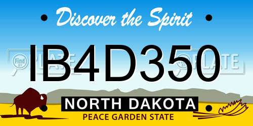 IB4D350 North Dakota License Plate