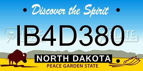 IB4D380 North Dakota License Plate