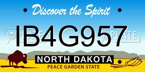 IB4G957 North Dakota License Plate