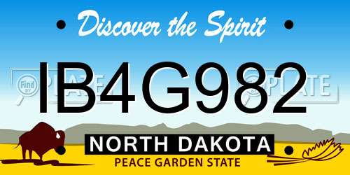 IB4G982 North Dakota License Plate