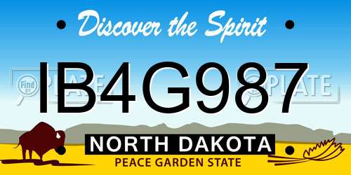 IB4G987 North Dakota License Plate