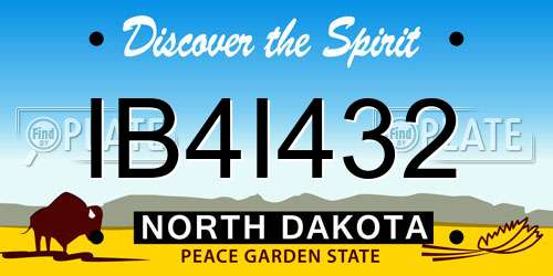 IB4I432 North Dakota License Plate
