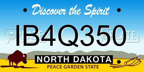 IB4Q350 North Dakota License Plate