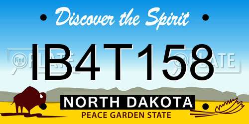 IB4T158 North Dakota License Plate