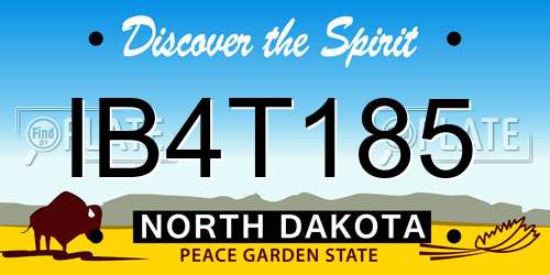 IB4T185 North Dakota License Plate