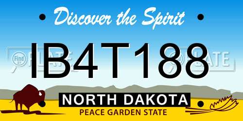 IB4T188 North Dakota License Plate