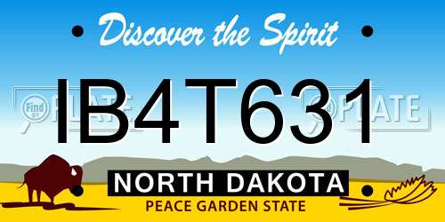 IB4T631 North Dakota License Plate