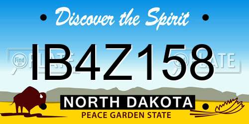 IB4Z158 North Dakota License Plate