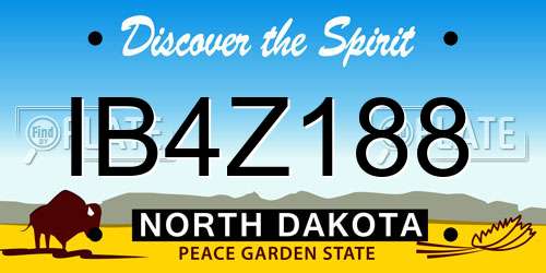 IB4Z188 North Dakota License Plate