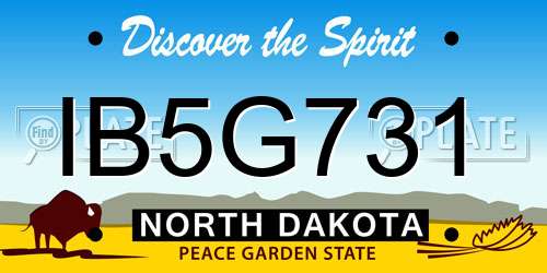 IB5G731 North Dakota License Plate