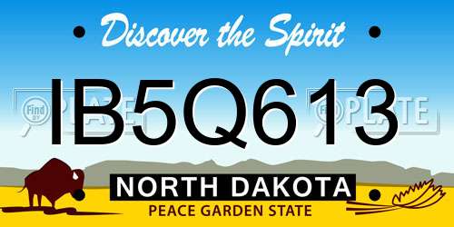 IB5Q613 North Dakota License Plate