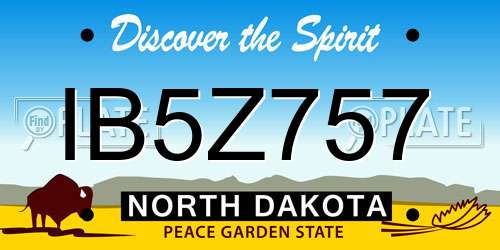 IB5Z757 North Dakota License Plate