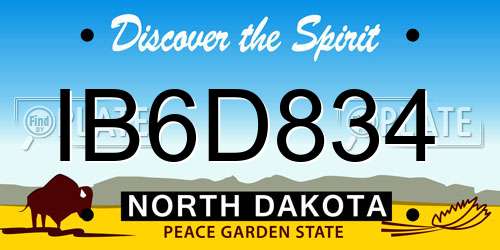 IB6D834 North Dakota License Plate