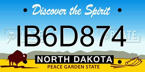 IB6D874 North Dakota License Plate