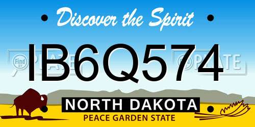 IB6Q574 North Dakota License Plate