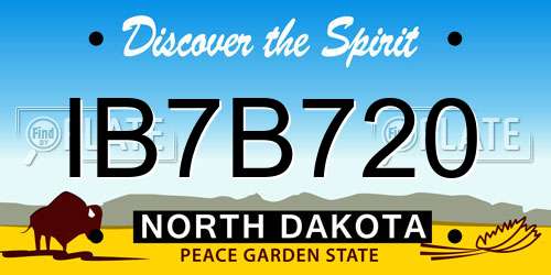 IB7B720 North Dakota License Plate