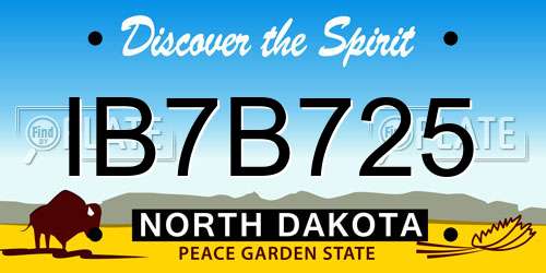 IB7B725 North Dakota License Plate