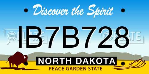 IB7B728 North Dakota License Plate