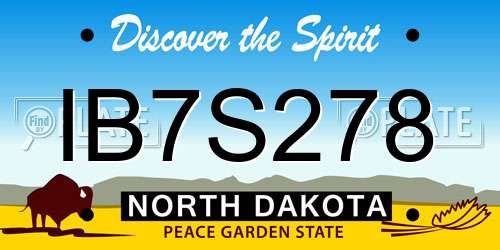 IB7S278 North Dakota License Plate