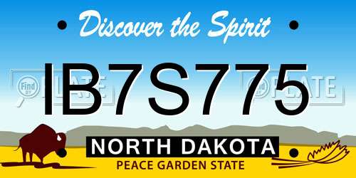 IB7S775 North Dakota License Plate