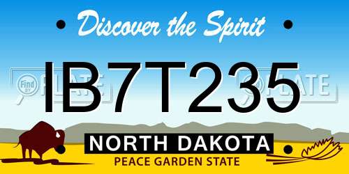 IB7T235 North Dakota License Plate