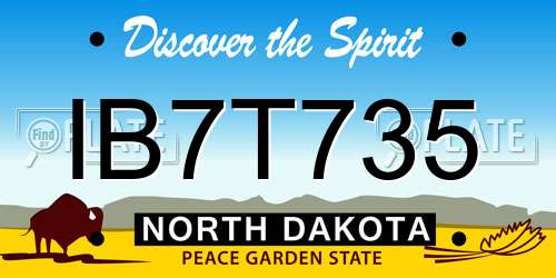 IB7T735 North Dakota License Plate