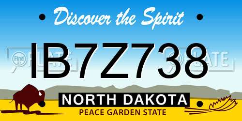 IB7Z738 North Dakota License Plate