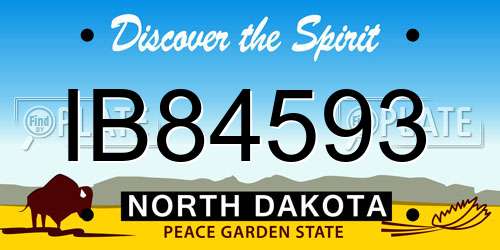 IB84593 North Dakota License Plate