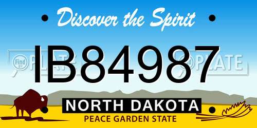 IB84987 North Dakota License Plate