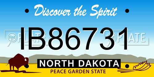 IB86731 North Dakota License Plate