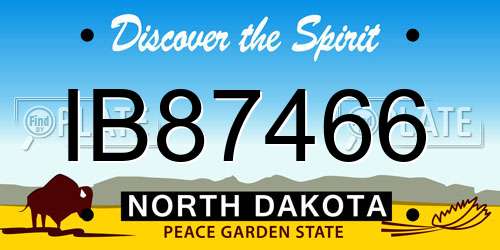 IB87466 North Dakota License Plate