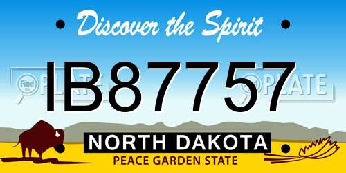 IB87757 North Dakota License Plate