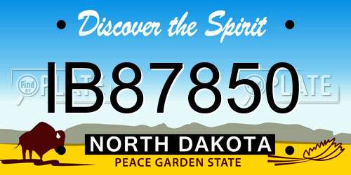 IB87850 North Dakota License Plate