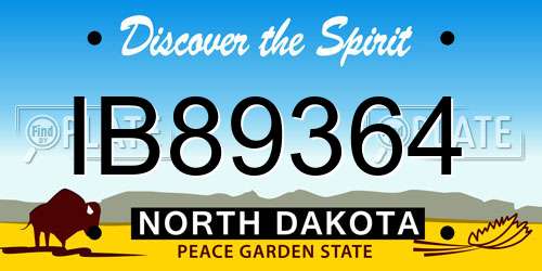 IB89364 North Dakota License Plate