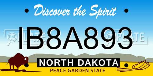 IB8A893 North Dakota License Plate